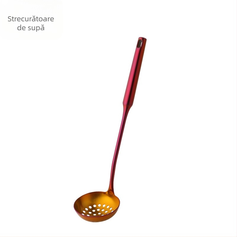 Lingură de supă din oțel inoxidabil 304, mâner gol, mâner lung, sită perforată