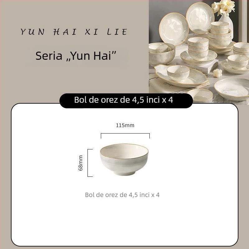 Set de boluri și farfurii cu underglaze color, model 2026, pentru uz casnic, porțelan ceramic cu estetică înaltă, ideal pentru casa nouă