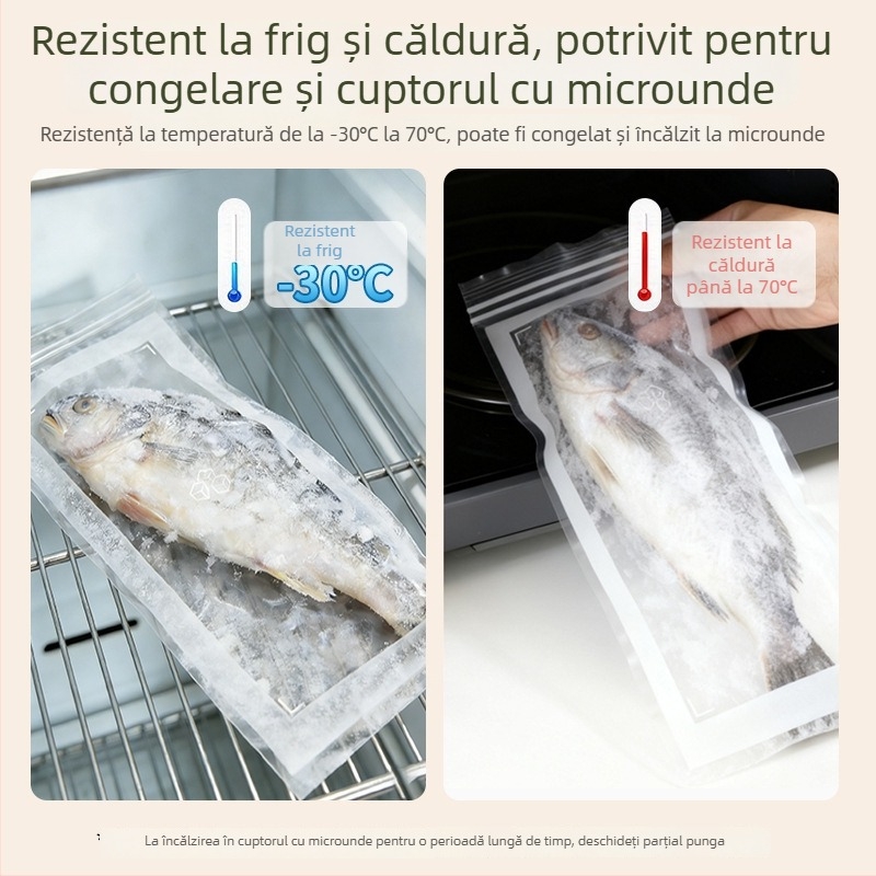 Pungă alimentară groasă cu nervuri duble, sigilată, de calitate alimentară, pentru bucătărie și depozitare în frigider