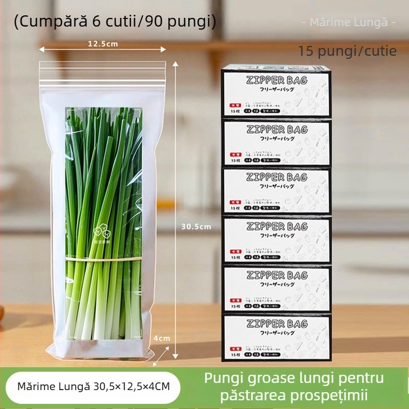 Pungă alimentară groasă cu nervuri duble, sigilată, de calitate alimentară, pentru bucătărie și depozitare în frigider