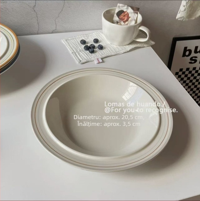 Vas de porțelan pentru mic dejun și desert, stil francez, colorare sub glazură, design retro pentru înghețată