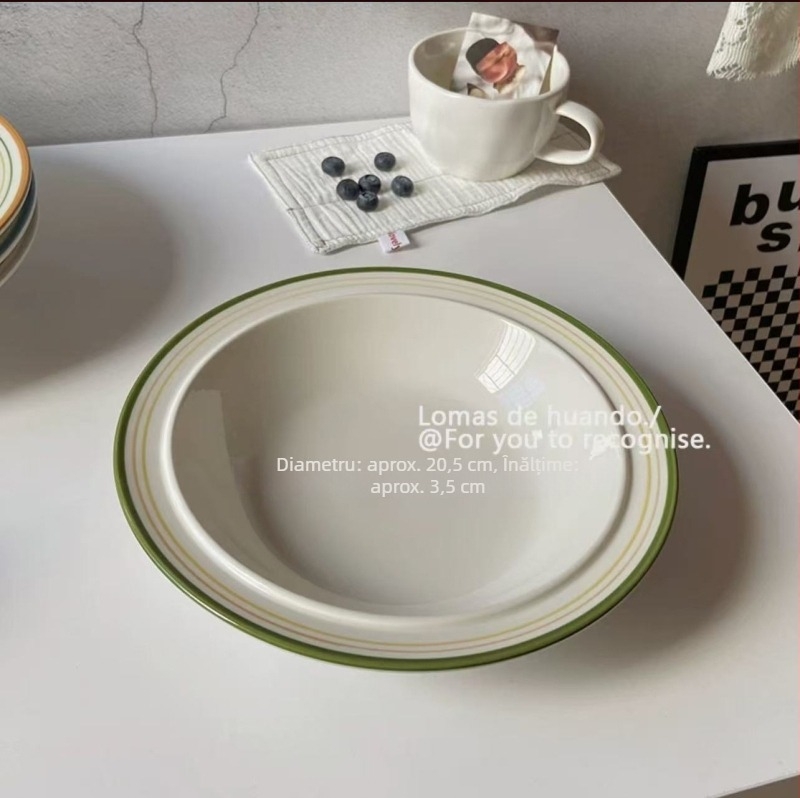 Vas de porțelan pentru mic dejun și desert, stil francez, colorare sub glazură, design retro pentru înghețată