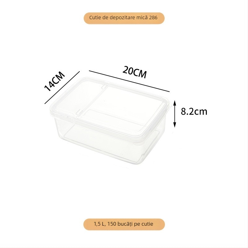 Cutie dreptunghiulară de depozitare a alimentelor, cu capac rabatabil, din plastic transparent, pentru frigider și fructe