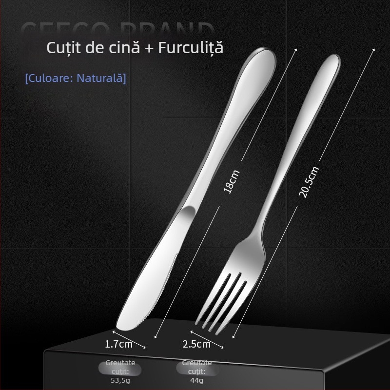 Set de tacâmuri din oțel inoxidabil 316, stil european: cuțit, cuțit pentru felii, furci și linguri – uz casnic, servire occidentală