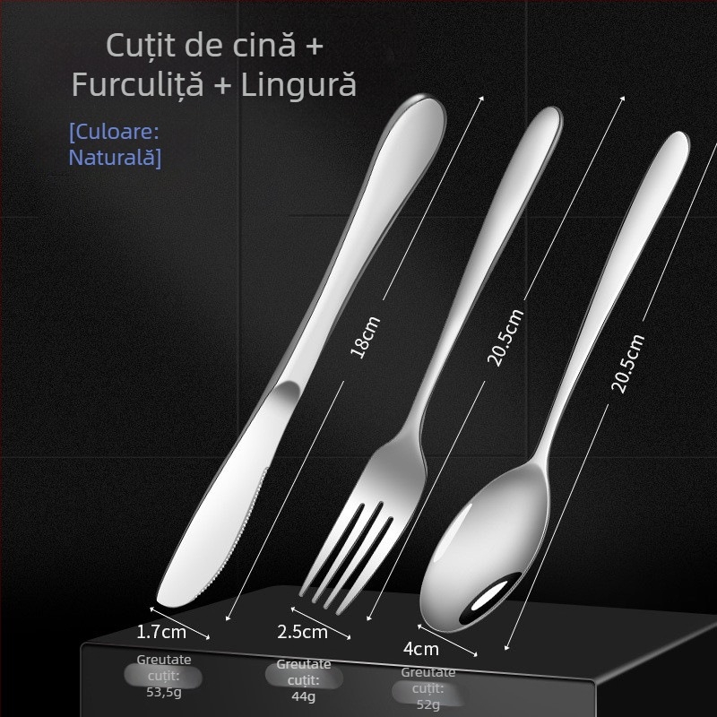 Set de tacâmuri din oțel inoxidabil 316, stil european: cuțit, cuțit pentru felii, furci și linguri – uz casnic, servire occidentală