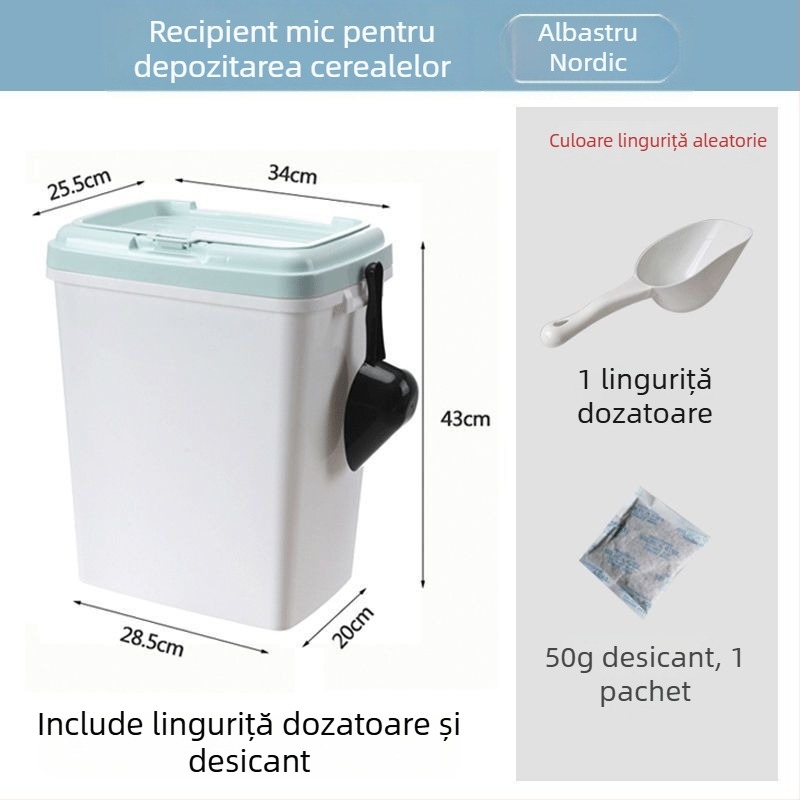 Recipient pentru depozitarea hranei pentru animale de companie, capacitate mare 15 kg, pentru câini și pisici – recipient plastic cu etanșare împotriva umezelii și garnitură dublă de etanșare