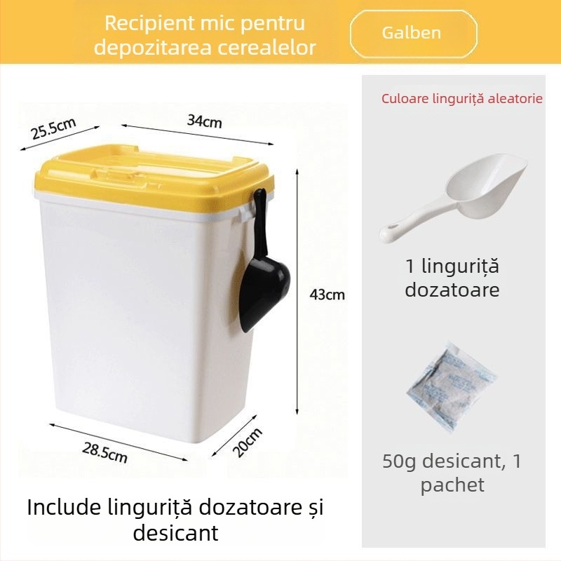 Recipient pentru depozitarea hranei pentru animale de companie, capacitate mare 15 kg, pentru câini și pisici – recipient plastic cu etanșare împotriva umezelii și garnitură dublă de etanșare