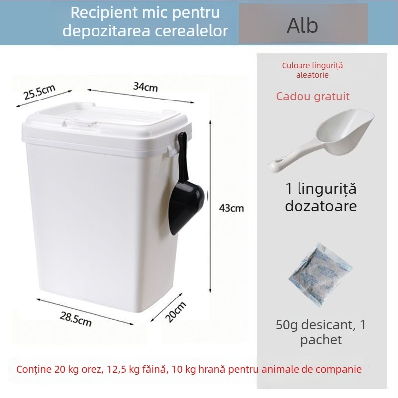 Recipient pentru depozitarea hranei pentru animale de companie, capacitate mare 15 kg, pentru câini și pisici – recipient plastic cu etanșare împotriva umezelii și garnitură dublă de etanșare