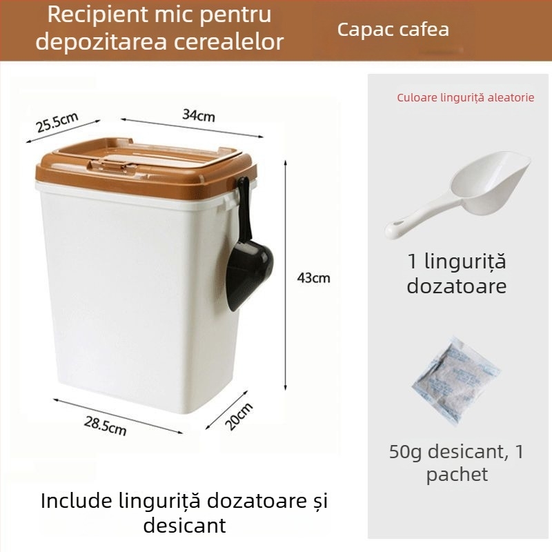 Recipient pentru depozitarea hranei pentru animale de companie, capacitate mare 15 kg, pentru câini și pisici – recipient plastic cu etanșare împotriva umezelii și garnitură dublă de etanșare