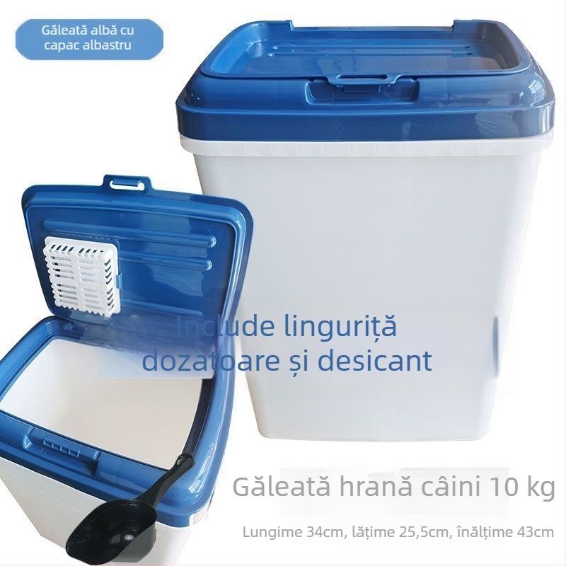 Recipient pentru depozitarea hranei pentru animale de companie, capacitate mare 15 kg, pentru câini și pisici – recipient plastic cu etanșare împotriva umezelii și garnitură dublă de etanșare