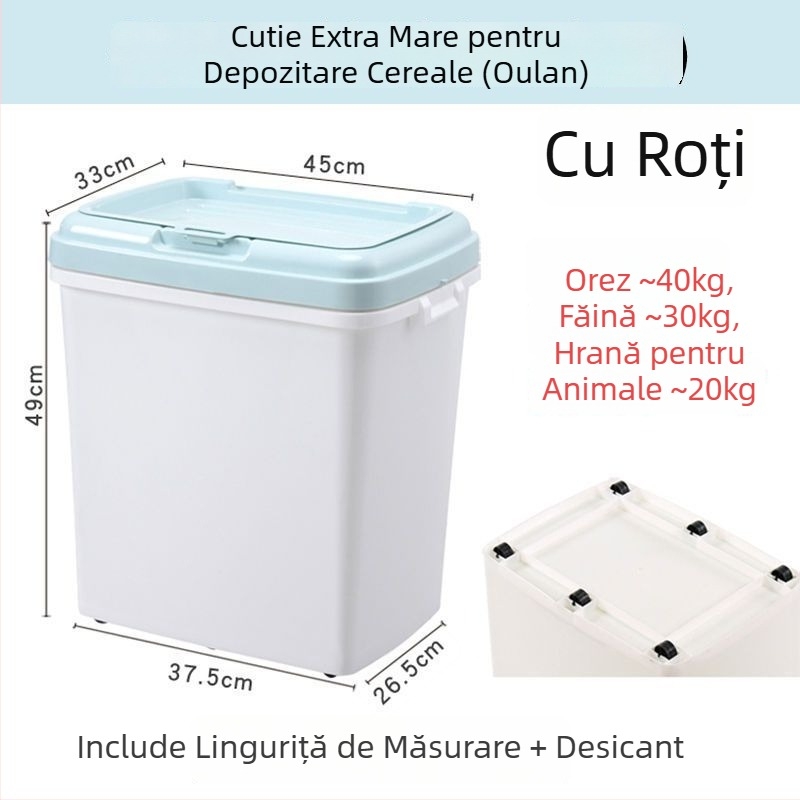 Recipient pentru depozitarea hranei pentru animale de companie, capacitate mare 15 kg, pentru câini și pisici – recipient plastic cu etanșare împotriva umezelii și garnitură dublă de etanșare