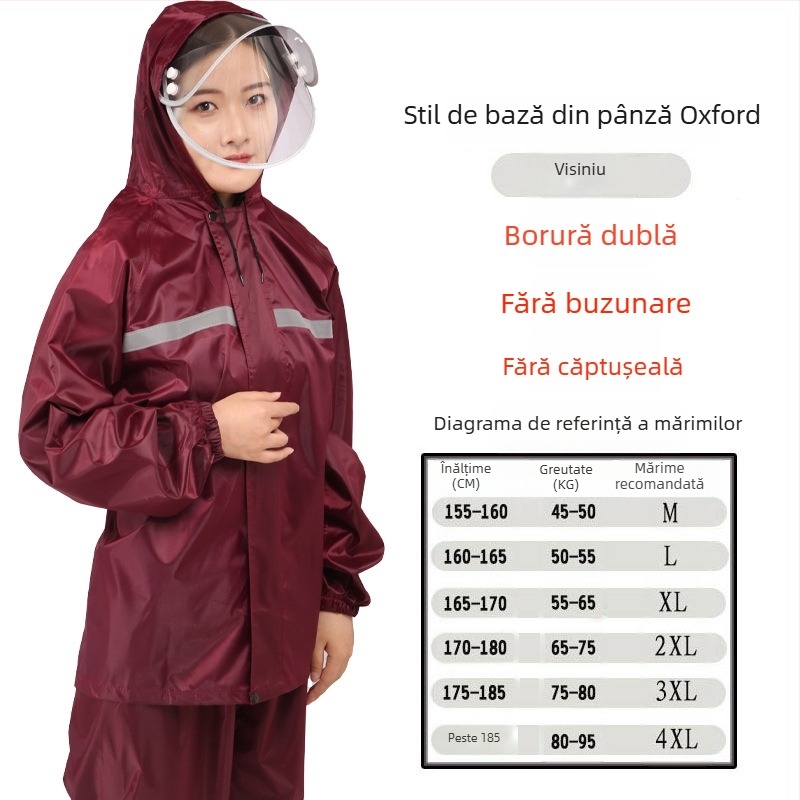 Set din două piese: geacă de ploaie și pantaloni – protecție totală împotriva ploii, elemente reflectorizante, pentru adulți, pentru ciclism și pescuit