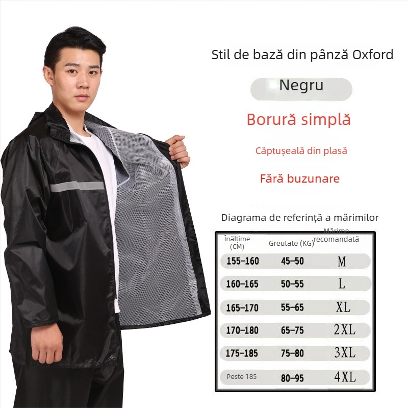 Set din două piese: geacă de ploaie și pantaloni – protecție totală împotriva ploii, elemente reflectorizante, pentru adulți, pentru ciclism și pescuit