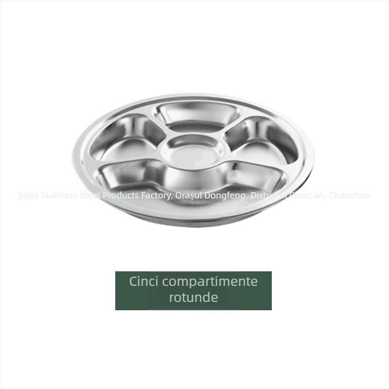 Farfurie rotundă din oțel inoxidabil, cu trei compartimente, pentru copii, 304