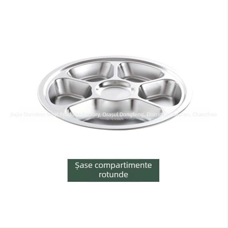 Farfurie rotundă din oțel inoxidabil, cu trei compartimente, pentru copii, 304