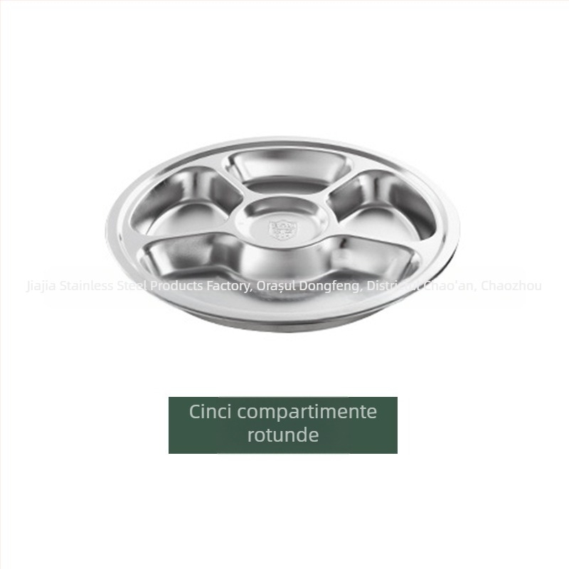 Farfurie rotundă din oțel inoxidabil, cu trei compartimente, pentru copii, 304