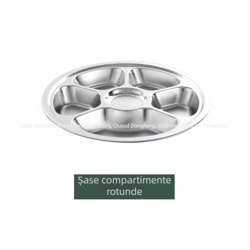Farfurie rotundă din oțel inoxidabil, cu trei compartimente, pentru copii, 304