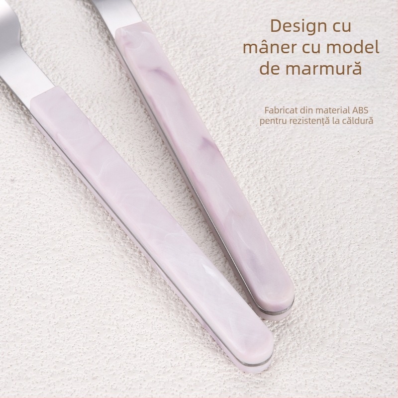 Set din oțel inoxidabil, stil occidental, cuțit, furculiță și lingură cu mâner, incluzând cuțit pentru steak, furculiță, lingură și linguriță de desert, într-un set cadou.