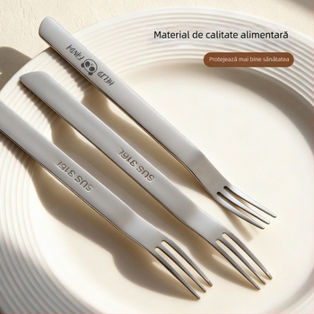 Furculiță de fructe din 316L, stil Cartoon, dual-use pentru desert și fructe, mâner lung, potrivită pentru prăjituri și mooncake, elegantă și durabilă