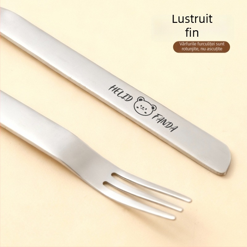 Furculiță de fructe din 316L, stil Cartoon, dual-use pentru desert și fructe, mâner lung, potrivită pentru prăjituri și mooncake, elegantă și durabilă