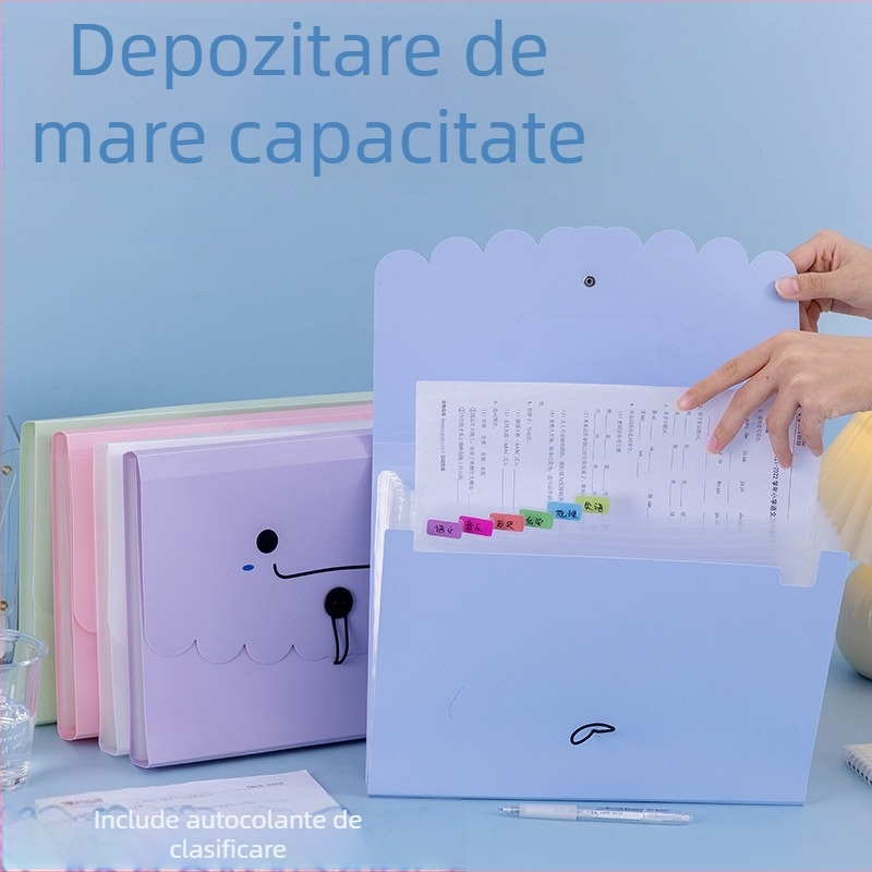Mapă A4 cu mai multe compartimente, capacitate mare, organizator de documente pentru elevi