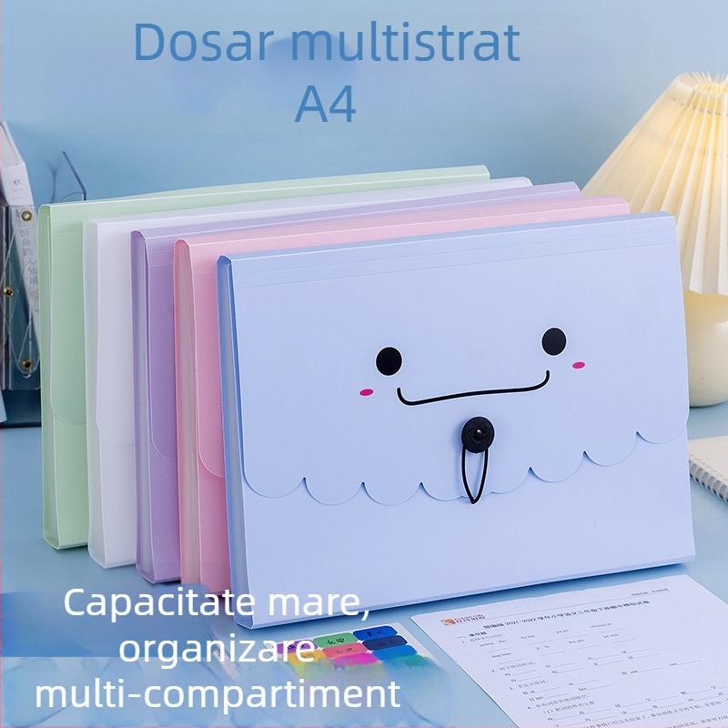 Mapă A4 cu mai multe compartimente, capacitate mare, organizator de documente pentru elevi