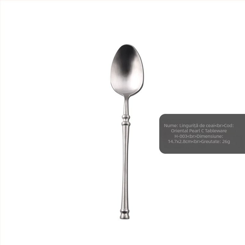 Set de tacâmuri occidentale din oțel inoxidabil 304, Oriental Pearl — cuțit pentru steak, furculiță și lingură, cu mâner lung