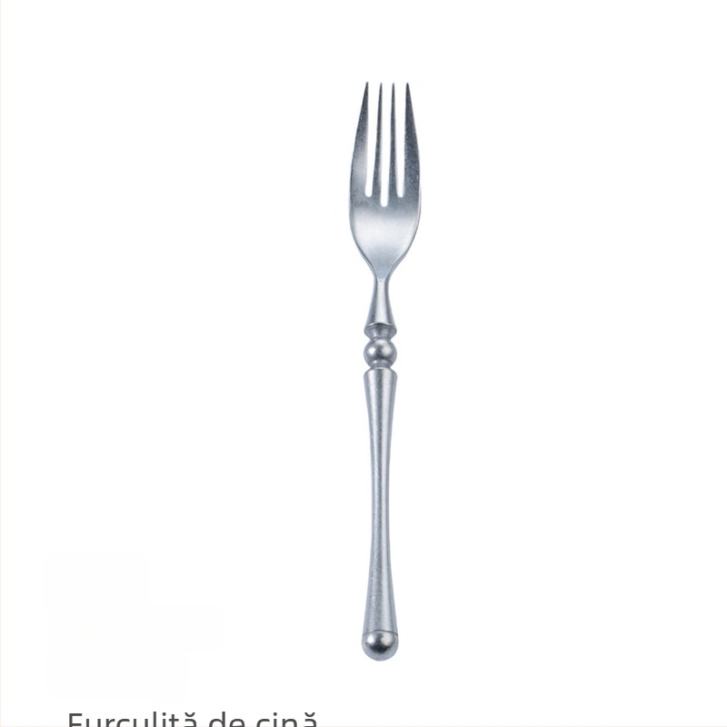 Set tacâmuri din oțel inoxidabil 304, mâner rotund, finisaj lucios în stil retro, textură de fulgi de zăpadă, cuțit pentru friptură, furculiță și lingură
