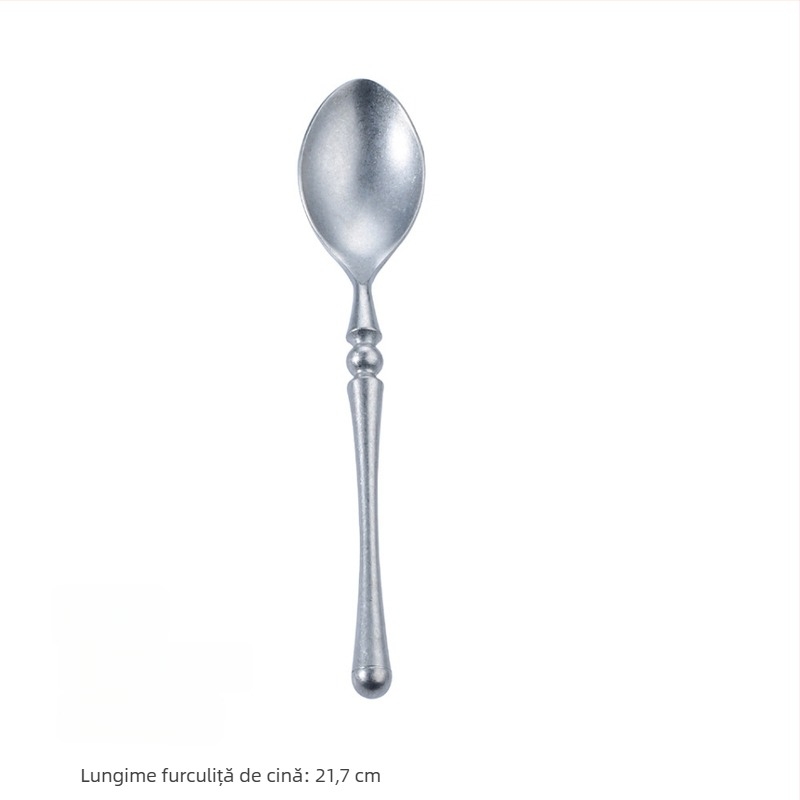 Set tacâmuri din oțel inoxidabil 304, mâner rotund, finisaj lucios în stil retro, textură de fulgi de zăpadă, cuțit pentru friptură, furculiță și lingură