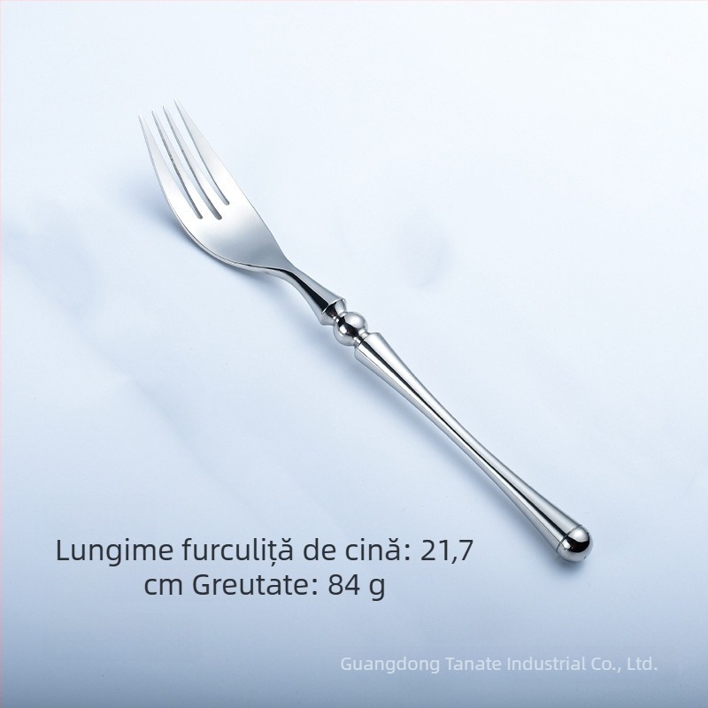 Set tacâmuri din oțel inoxidabil 304, mâner rotund, finisaj lucios în stil retro, textură de fulgi de zăpadă, cuțit pentru friptură, furculiță și lingură
