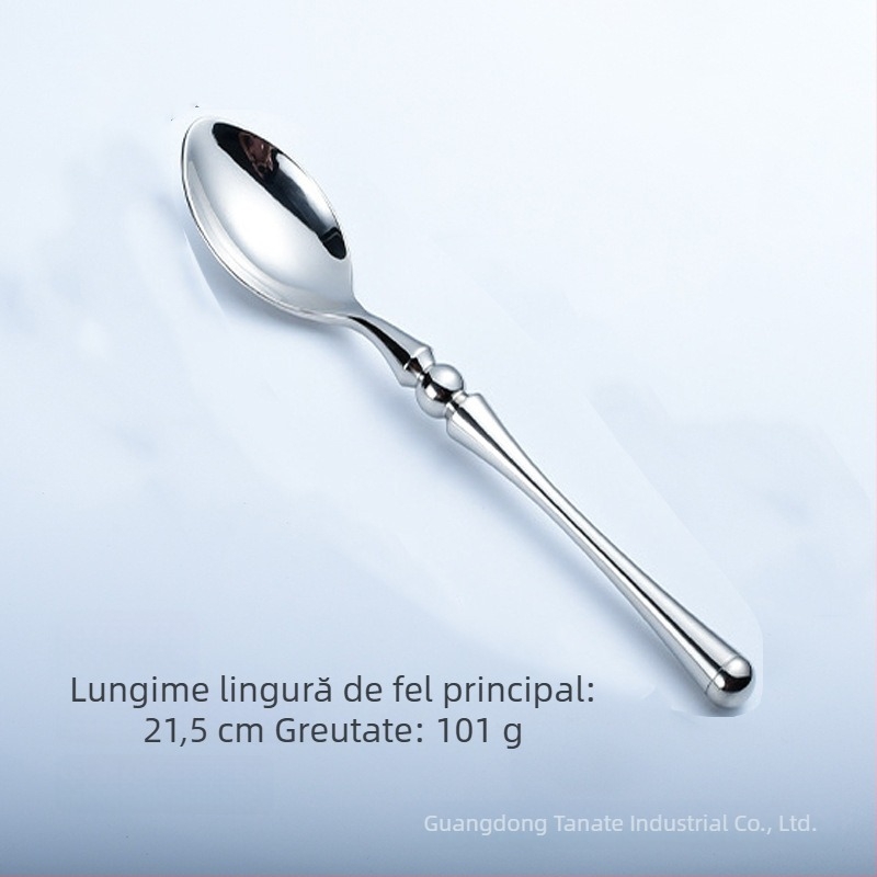 Set tacâmuri din oțel inoxidabil 304, mâner rotund, finisaj lucios în stil retro, textură de fulgi de zăpadă, cuțit pentru friptură, furculiță și lingură