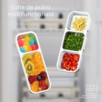 Cutie de prânz din oțel inoxidabil 304 cu compartimente, capac etanș, depozitare porționată, menține prospețimea; compatibilă cu microunde