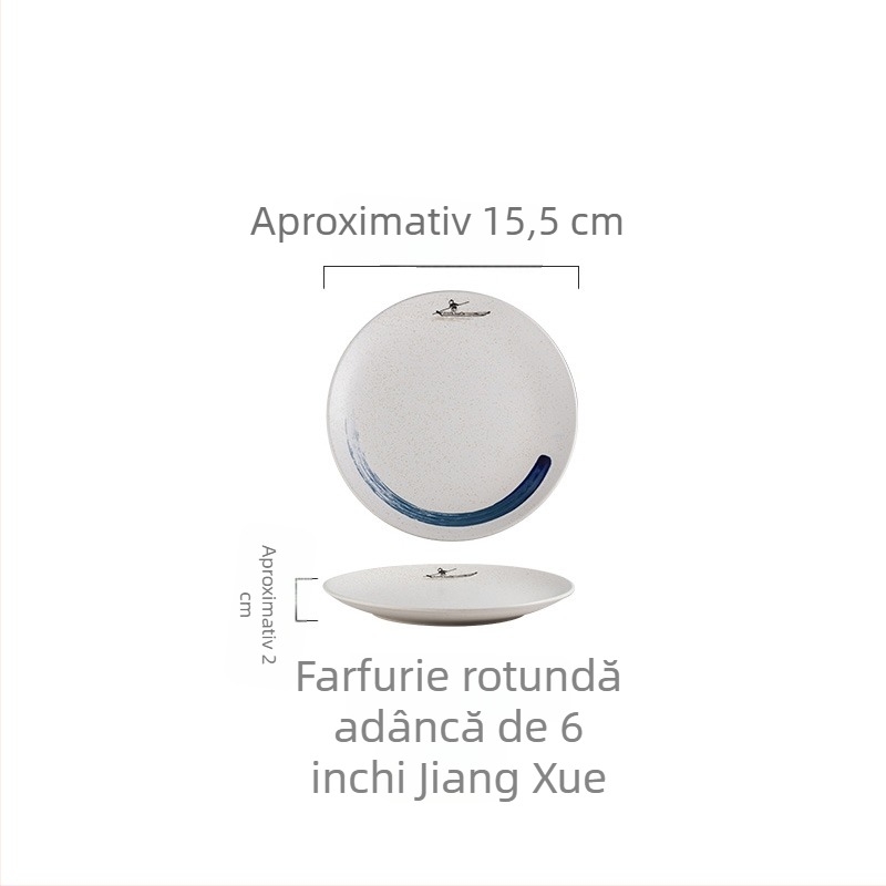 Farfurie ceramică în stil japonez, farfurie plată pentru mic dejun și mese occidentale, potrivită pentru frigărui