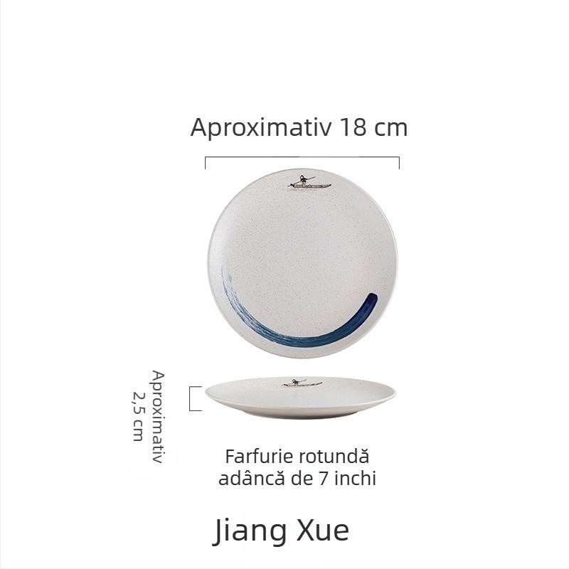 Farfurie ceramică în stil japonez, farfurie plată pentru mic dejun și mese occidentale, potrivită pentru frigărui