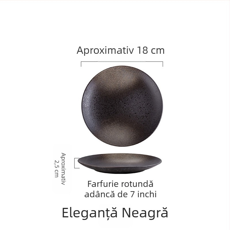 Farfurie ceramică în stil japonez, farfurie plată pentru mic dejun și mese occidentale, potrivită pentru frigărui