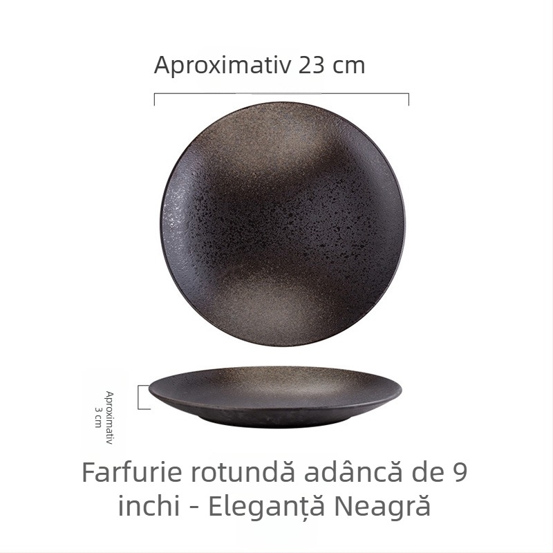 Farfurie ceramică în stil japonez, farfurie plată pentru mic dejun și mese occidentale, potrivită pentru frigărui