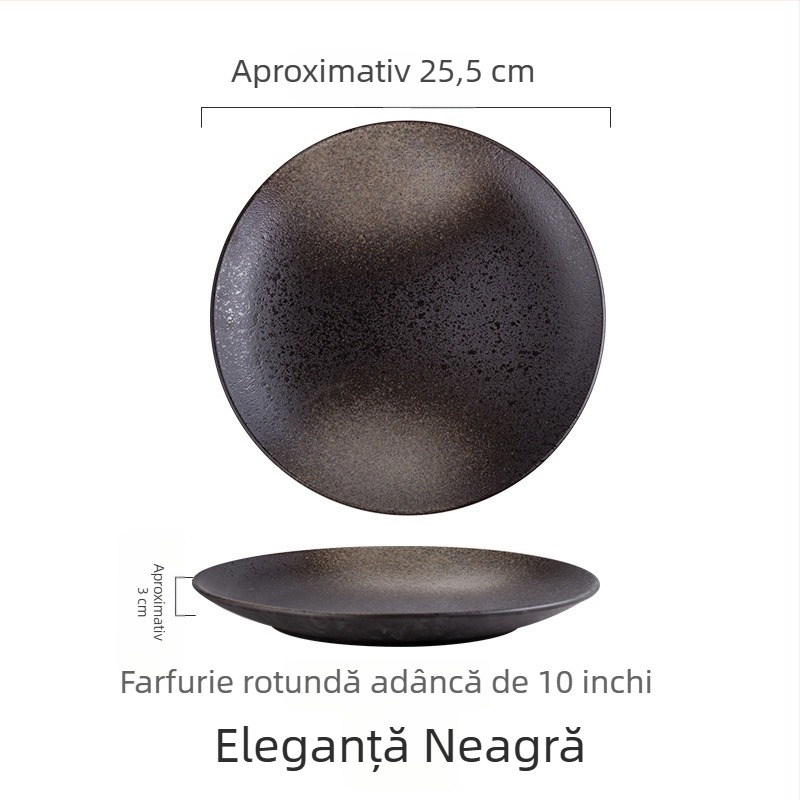 Farfurie ceramică în stil japonez, farfurie plată pentru mic dejun și mese occidentale, potrivită pentru frigărui