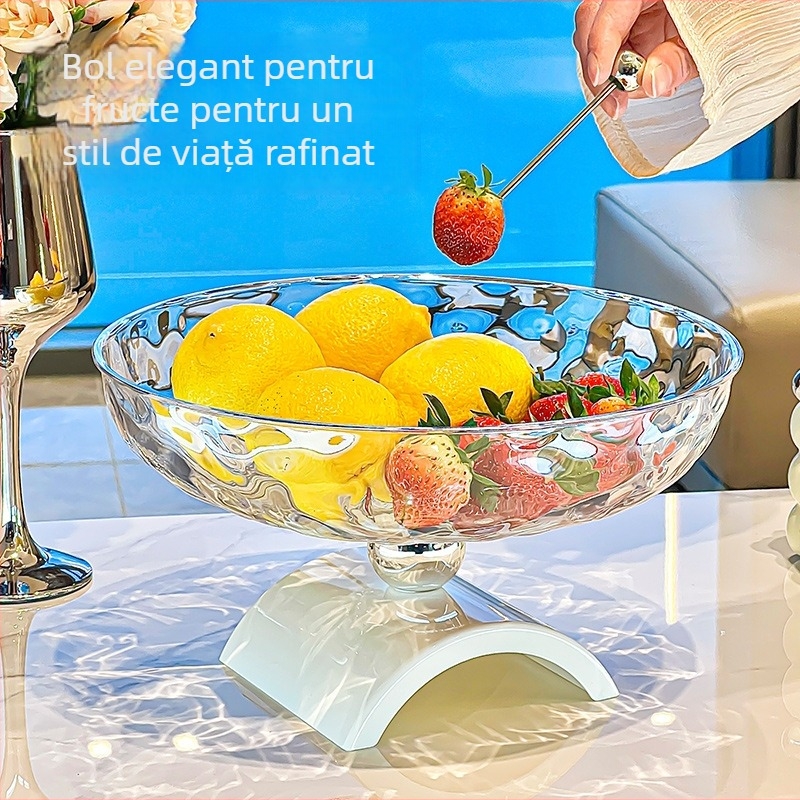 Platou de fructe pe suport înalt, pentru uz casnic, potrivit pentru living sau măsuța de cafea, stil simplu-lux, capacitate mare.