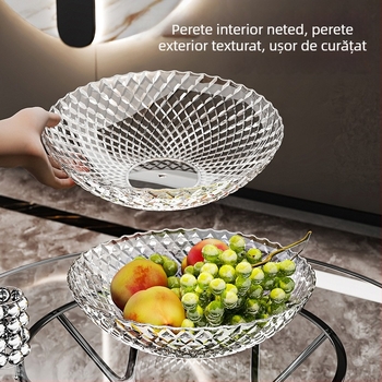 Platou transparent pentru fructe – lux ușor, potrivit pentru sufragerie, servire fructe, gustări și bomboane