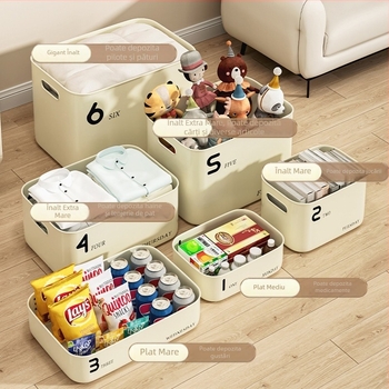 Cutie organizatoare din plastic pentru birou, cu capac, stil japonez, pentru cosmetice și alte obiecte