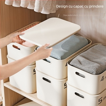 Cutie organizatoare din plastic pentru birou, cu capac, stil japonez, pentru cosmetice și alte obiecte