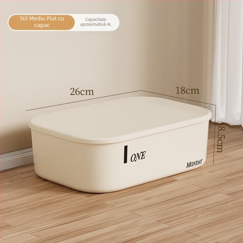 Cutie organizatoare din plastic pentru birou, cu capac, stil japonez, pentru cosmetice și alte obiecte