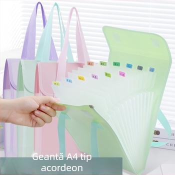 Mapă A4 acordeon cu 13 buzunare, din plastic, capacitate mare, organizare pe mai multe niveluri pentru documente