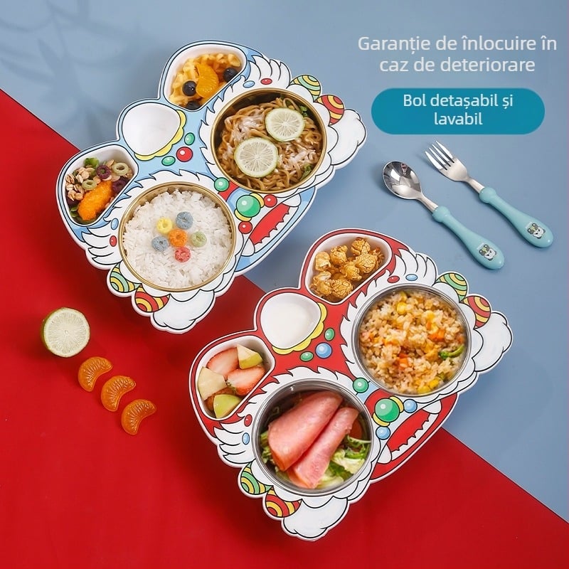 Farfurie pentru copii cu temă Dansul Leului, stil chinezesc, cadou