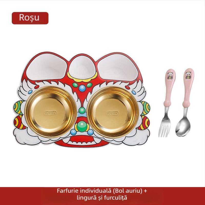 Farfurie pentru copii cu temă Dansul Leului, stil chinezesc, cadou