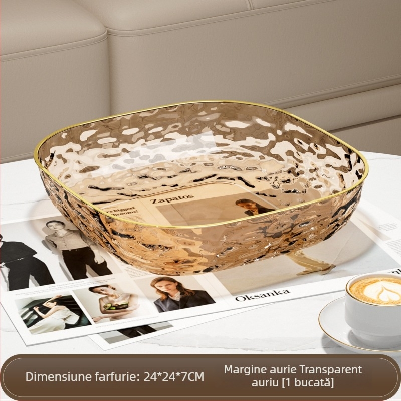Farfurie de fructe de 20 cm pentru uz casnic, platou de fructe pentru sufragerie, bol de fructe cu design ușor luxos, farfurie pentru gustări cu estetică înaltă, expoziție de dulciuri la birou