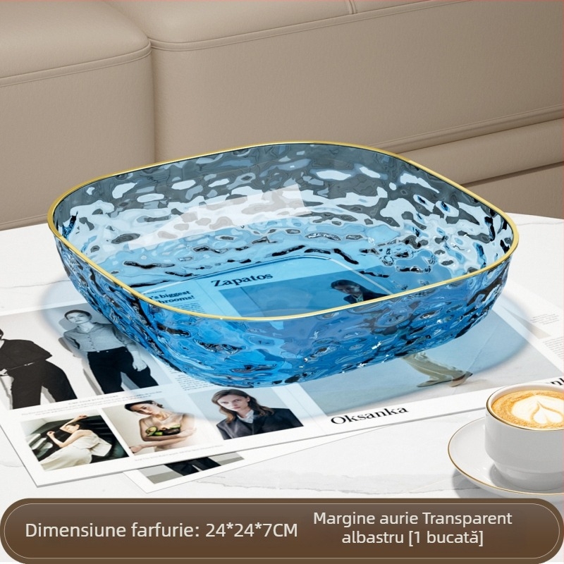 Farfurie de fructe de 20 cm pentru uz casnic, platou de fructe pentru sufragerie, bol de fructe cu design ușor luxos, farfurie pentru gustări cu estetică înaltă, expoziție de dulciuri la birou