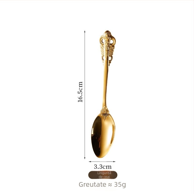 Set tacâmuri din oțel inoxidabil 304: cuțit pentru steak, furculiță, lingură de masă, lingură de desert; stil occidental, design retro elegant, pentru casă sau hotel
