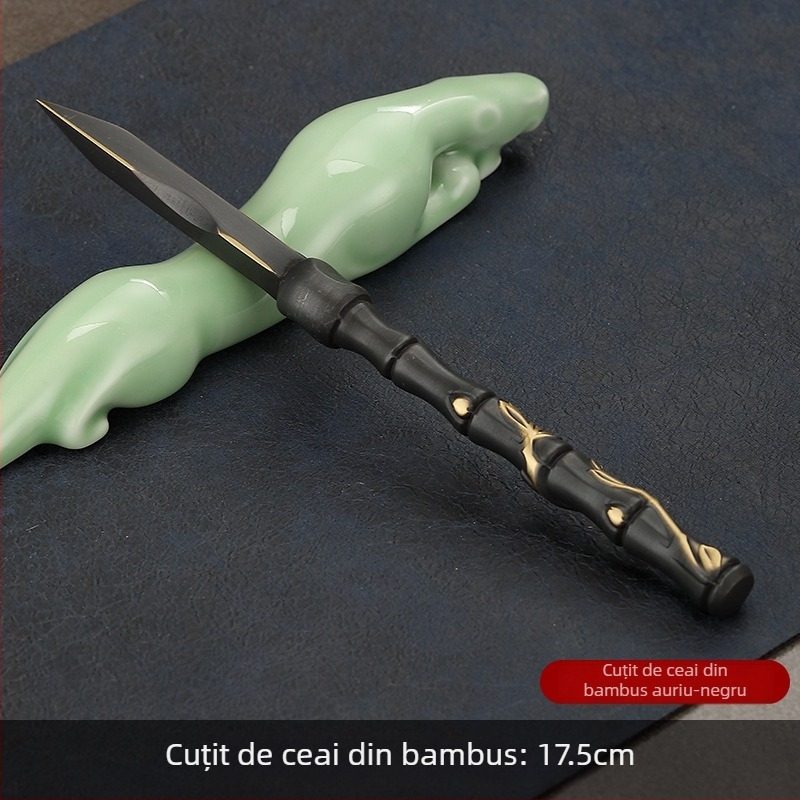 Clește de ceai din alamă, set de unelte Kung Fu pentru ceai, clește din bambus lucrat manual, clips antiderapante pentru ceașcă, ac de ceai, lingură de ceai