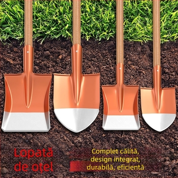 Lopată din oțel mangan pentru săpat sol, uz casnic, îndepărtarea zăpezii, lamă plată, formă pătrată pentru construcții și agricultură